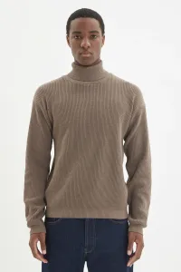 Trendyol Men's Camel Oversize Wide Fit Turtleneck Basic Sweater
