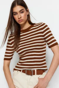 Trendyol Brown Basic Striped Knitwear Sweater