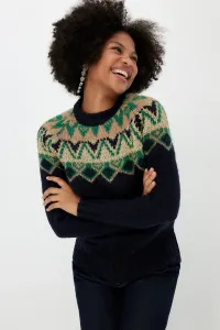 Trendyol Dark Navy Oversize Christmas Patterned Shimmer Knitwear Sweater