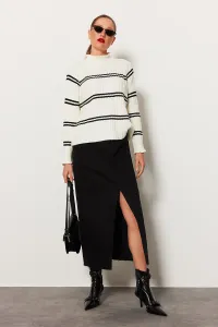 Trendyol Ecru Striped Stand Up Knitwear Sweater