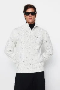 Trendyol Men's Ecru Regular Fit Buttoned Turtleneck Nope Knitwear Sweater #7126582
