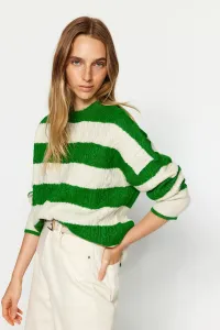 Trendyol Green Wide fit Soft Textured Striped Knitwear Sweater #7401312