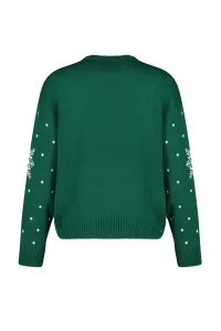 Trendyol Emerald Green Christmas Theme Jacquard Knitwear Sweater