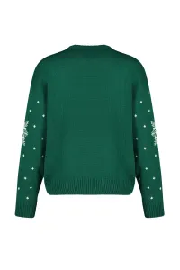 Trendyol Emerald Green Christmas Theme Jacquard Knitwear Sweater #6790802