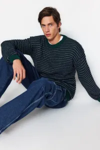 Trendyol Green Men's Regular Fit Crewneck Jacquard Knitwear Sweater