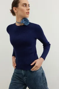 Trendyol Navy Blue Basic Manšestrový Pletený sveter