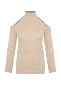 Trendyol Púder trblietavé okno/vystrihnutý detailný pletený sveter