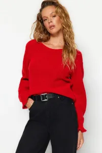 Trendyol Red Soft Textured Shoulder Detailed Knitwear Sweater