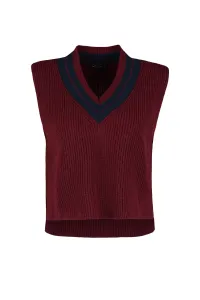 Trendyol Claret Red Crop V-výstrih Pletený sveter #6790527