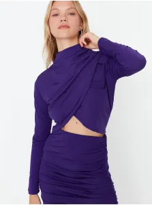 Trendyol Purple Double Breasted Detailed Crop Knitted Blouse #637427