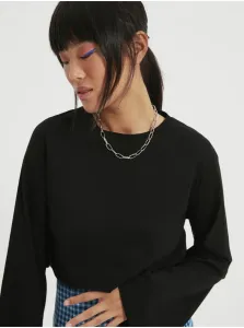 Trendyol Black 100% bavlna uvoľnené/široké pohodlie Crop Crew krk pletené tričko #670279