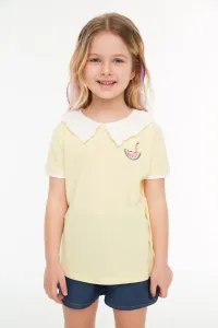 Trendyol Yellow Embroidered Girl Knitted T-Shirt #5332304