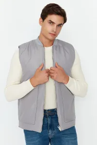 Trendyol Grey pánska vesta s bomberovým golierom pravidelného strihu