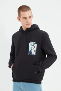 Trendyol Licensed Men's Vincent van Gogh Printed Regular/Regular Fit Hoodie Sweatshirt