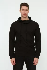 Trendyol Men's Black Regular/Regular Fit Detail Collar Long Sleeve Basic Cotton Sweatshirt #815353