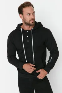 Trendyol Black Men's Regular/Regular Fit Long Sleeve Hoodie Sweatshirt