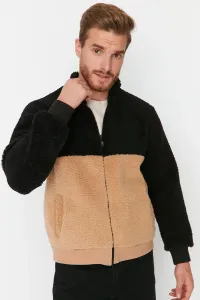 Trendyol Men's Black Regular/Normal Fit Zippered High Neck Thick Color Block Sweatshirt #5246703