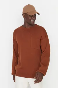 Trendyol Cinnamon Men's Crew Neck Oversize Fit Knitwear Sweater