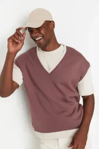 Trendyol Dried Rose Unisex Regular Fit V-Neck Knitwear Sweater
