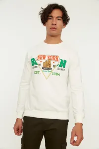Trendyol Ecru Men's Regular/Real Fit Crewneck Sweatshirt
