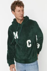 Trendyol Green Men's Regular/Regular Fit Hoodie. Appliqués Thick Warm Sweatshirt