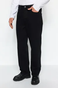 Trendyol Pánske Čierne Baggy Fit džínsy Rifle Nohavice
