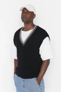 Trendyol Navy Blue Men's Oversize Fit Wide Fit V Neck Knitwear Sweater #775180