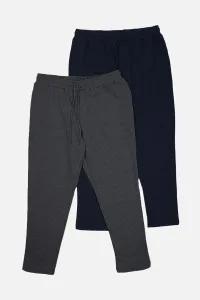 Trendyol Anthracite Men's Regular Fit Open Leg Wide Leg Basic 2-Pack Sweatpants