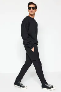 Trendyol Black Men's Regular/Regular Cut Technical Zippered Sweatpants with Cargo Pocket