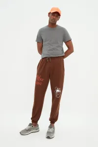 Trendyol Men's Brown Oversize/Wide Cut Jogger Sweatpants with Text and Elastic Legs. TMMNSS22EA0119