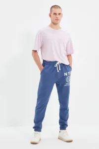 Trendyol Indigo Men's Regular Fit Rubber Leg Printed Sweatpants