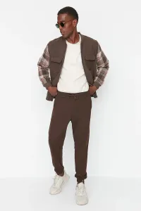 Trendyol Brown Men's Plus Size Regular/Normal Fit Comfortable Basic Cotton Sweatpants #8517632