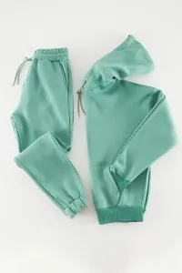 Trendyol Green Men's Tracksuit Set Oversize/Wide Cut Hooded Leg with Elastic Fleece Inside #8880673