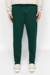 Trendyol Men's Green Regular/Regular Fit Geometric-Texture Embroidered Drawstring Elastic Leg Sweatpants