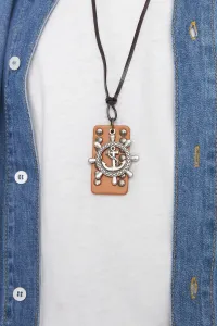 Trendyol Brown Men's Genuine Leather Anchor Figured Bijouterie Necklace
