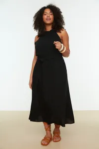 Trendyol Curve Black Belted Halter Neck Woven Dress #4321354