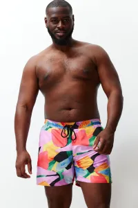 Trendyol Multi-Colored Men's Plus Size Abstract Patterned Swim Shorts #9230548