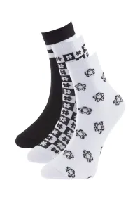 Trendyol Black Patterned 3-Pack Knitted Crewneck Socks
