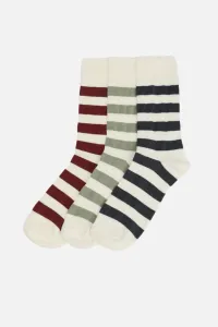 Trendyol Men's Multicolored Cotton Striped Textured 3-packs Crew Neck Socks