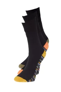Trendyol Black Men's Cotton Striped Socks 3-Pack Crew Neck Socks