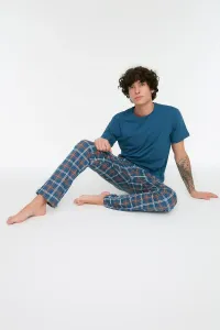 Trendyol Navy Plaid Knitted Pajamas Set #4945661