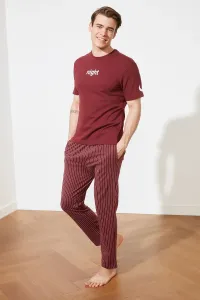 Trendyol Claret Red Printed Knitted Pajamas Set #694313