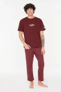 Trendyol Claret Red Printed Knitted Pajamas Set #4746118