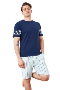 Trendyol Navy Blue Men's Printed Knitted Pajamas Set #5512691
