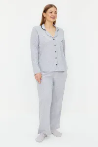 Trendyol Curve Gray Print Detailed Knitted Pajamas Set