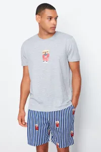 Trendyol Gray Regular Fit Printed Knitted Pajamas Set #9358393
