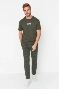 Trendyol Khaki Printed Knitted Pajamas Set