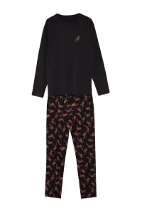 Trendyol Men's Black Regular Fit Printed Knitted Pajamas Set #7844138
