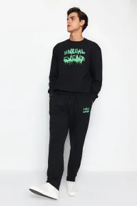 Trendyol Men's Black Regular Fit Printed Knitted Pajamas Set #8015179