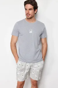 Trendyol Men's Gray Printed Regular Fit Knitted Pajamas Set #9231116